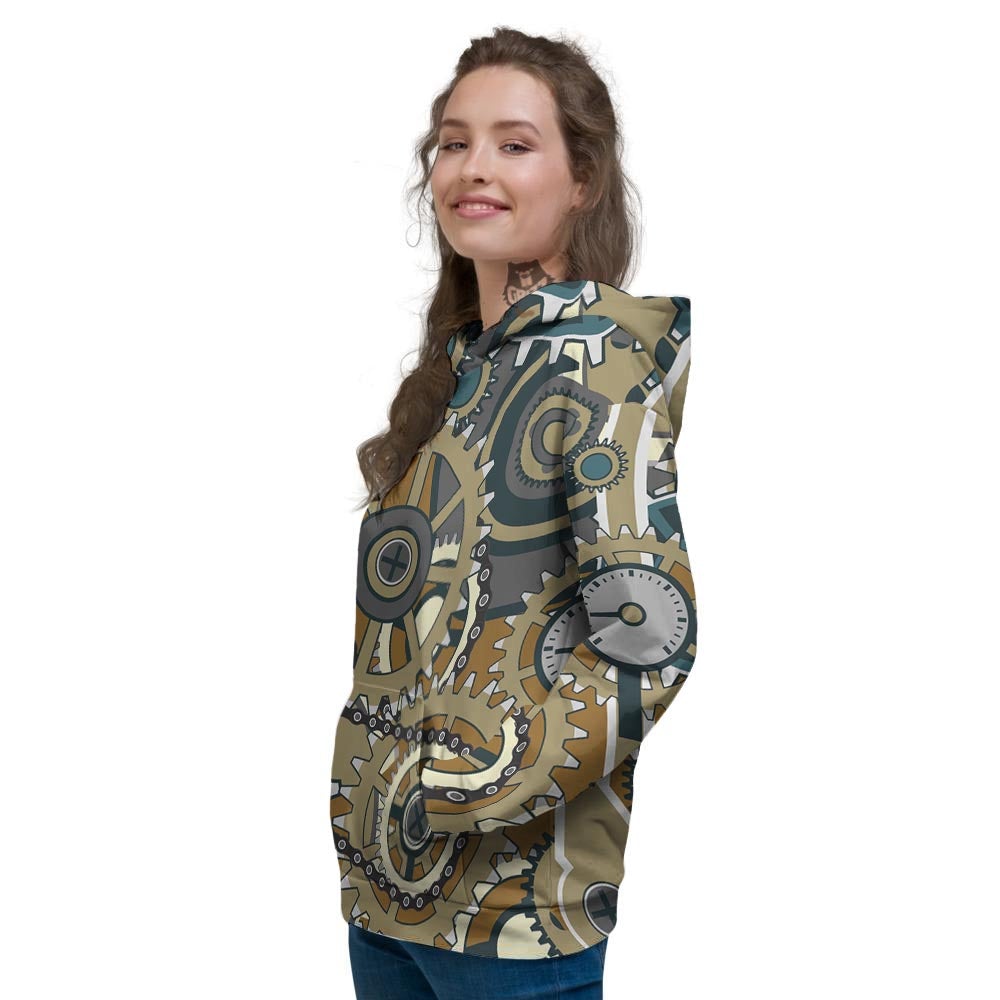 Cogwheels Steampunk Print Women's Hoodie-grizzshop