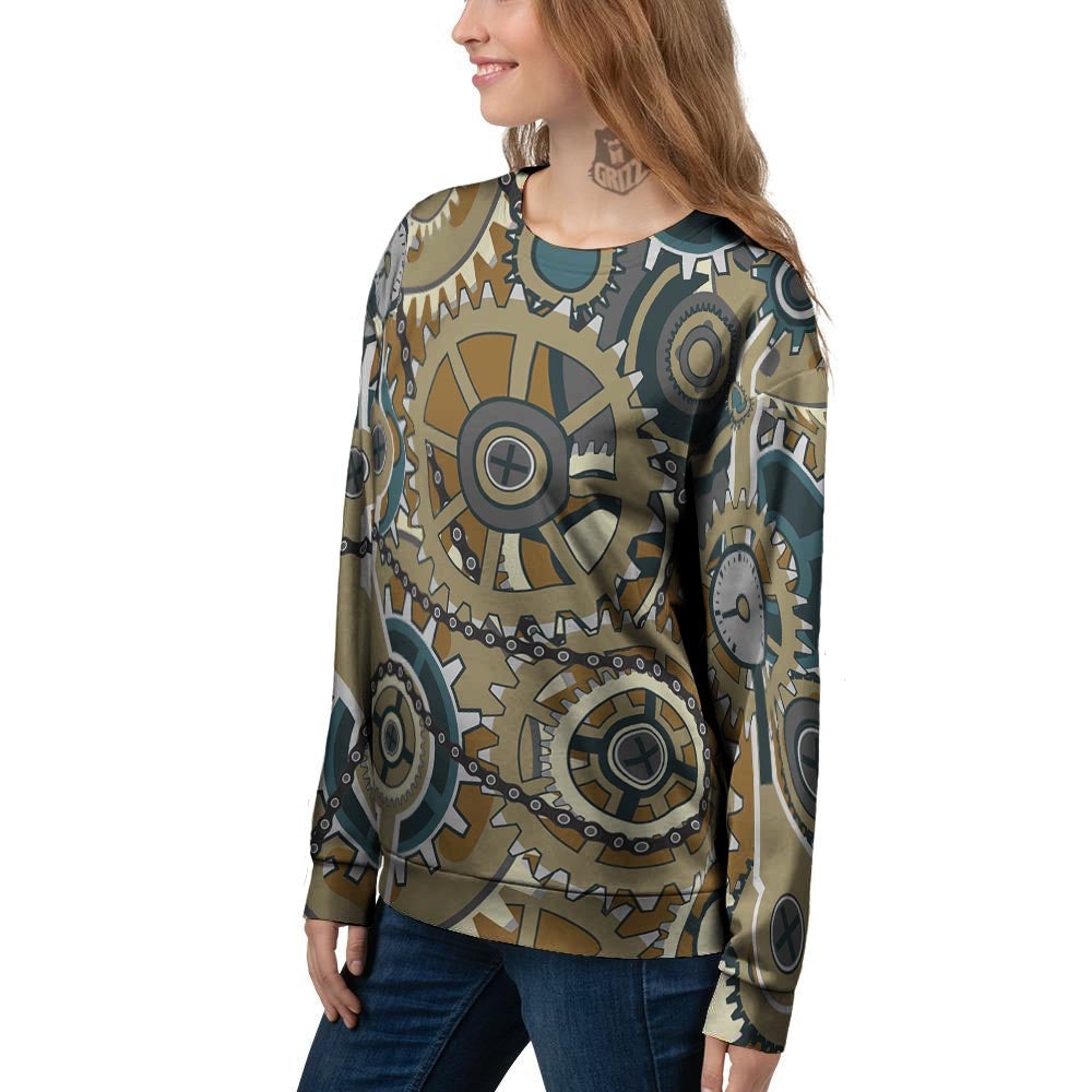 Cogwheels Steampunk Print Women's Sweatshirt-grizzshop