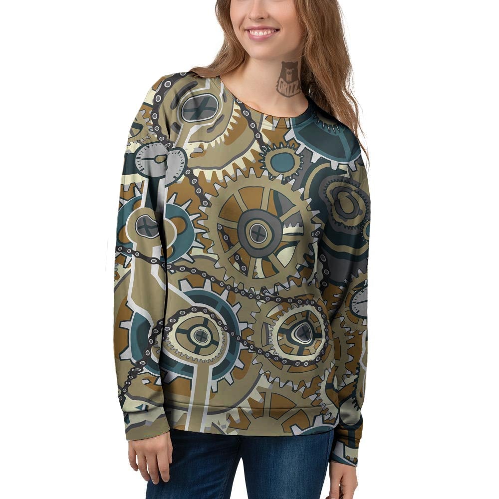 Cogwheels Steampunk Print Women's Sweatshirt-grizzshop
