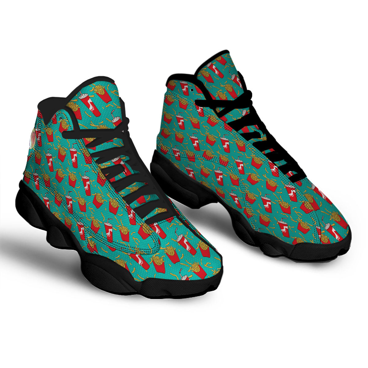 Cola And French Fries Print Pattern Black Basketball Shoes-grizzshop