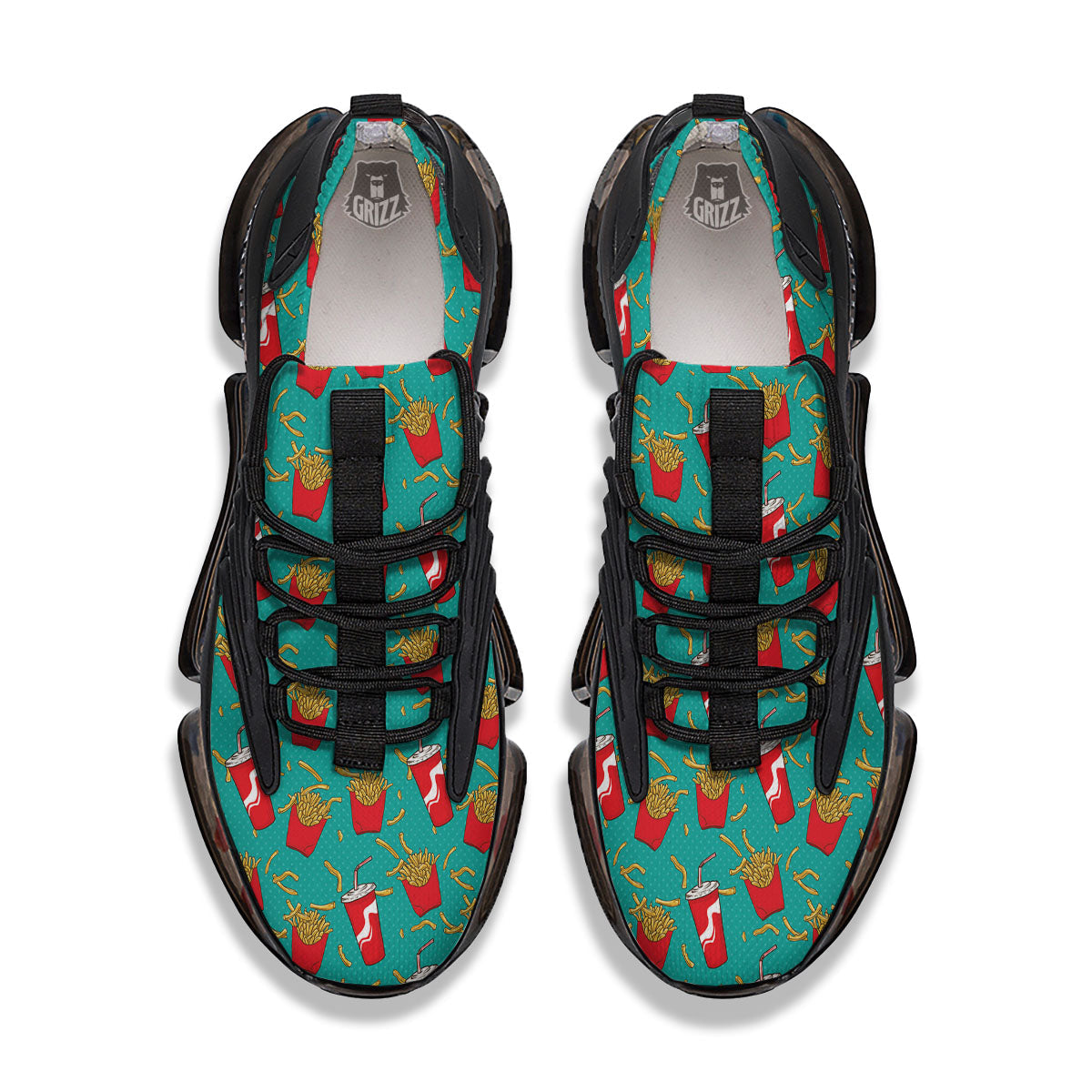 Cola And French Fries Print Pattern Black Gym Shoes-grizzshop