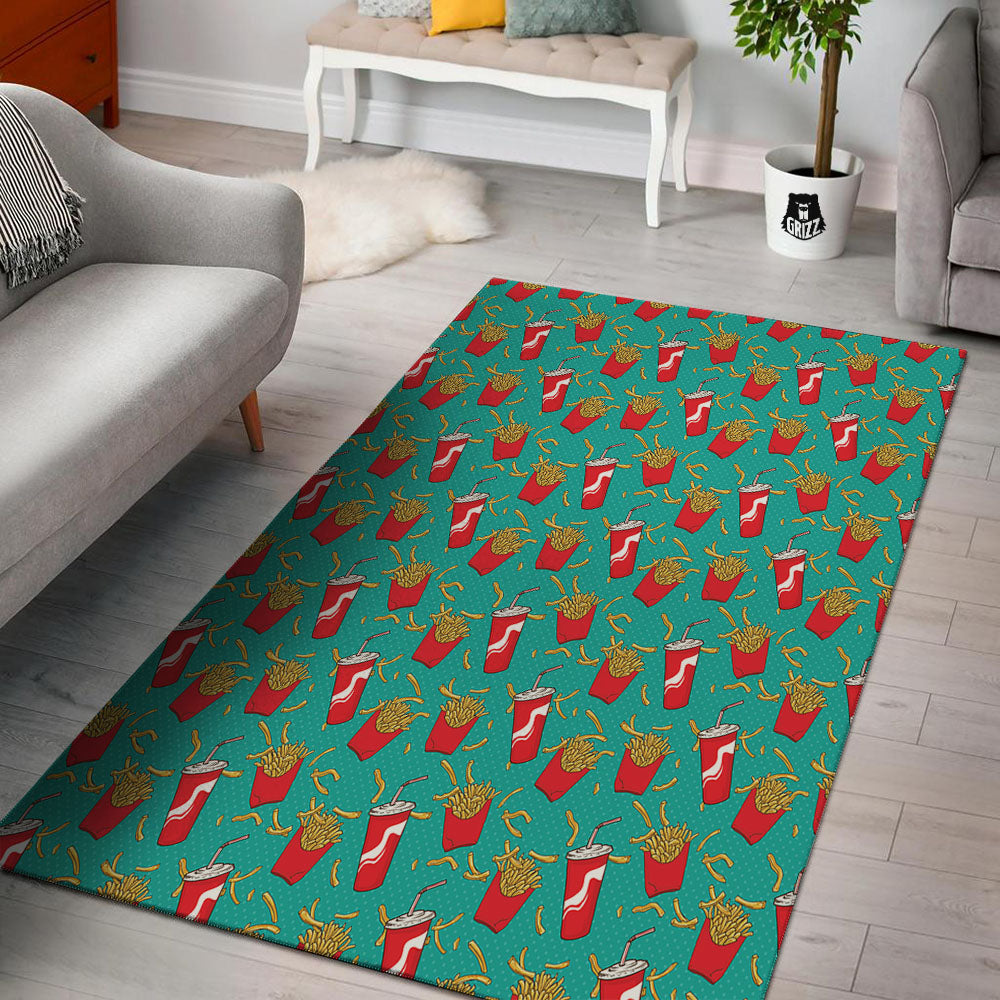 Cola And French Fries Print Pattern Floor Mat-grizzshop