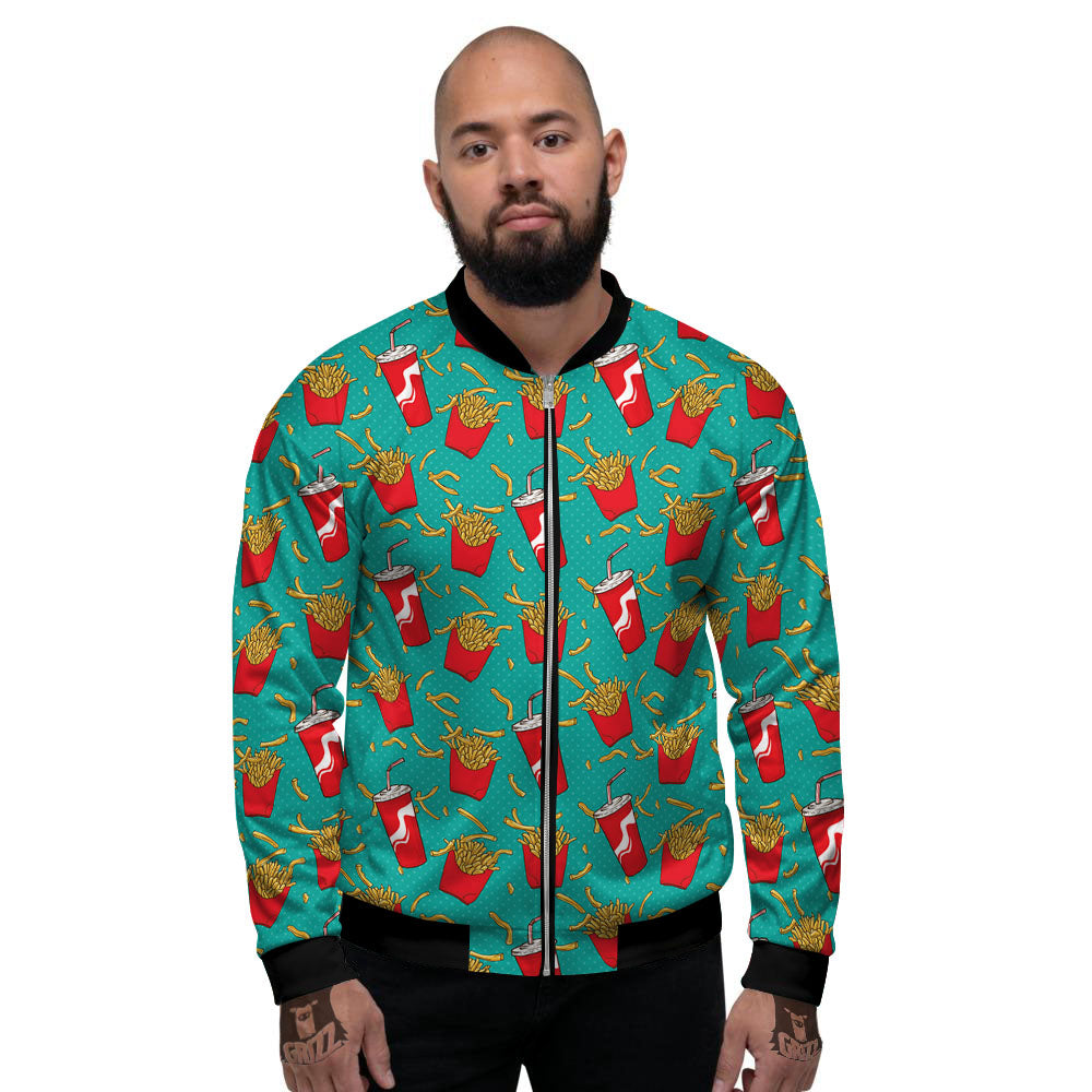 Cola And French Fries Print Pattern Men's Bomber Jacket-grizzshop