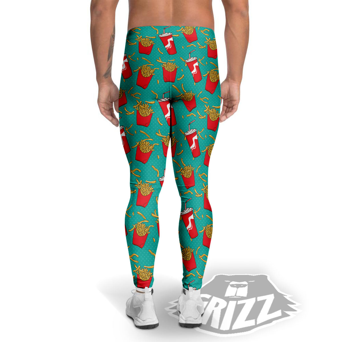 Cola And French Fries Print Pattern Men's Leggings-grizzshop