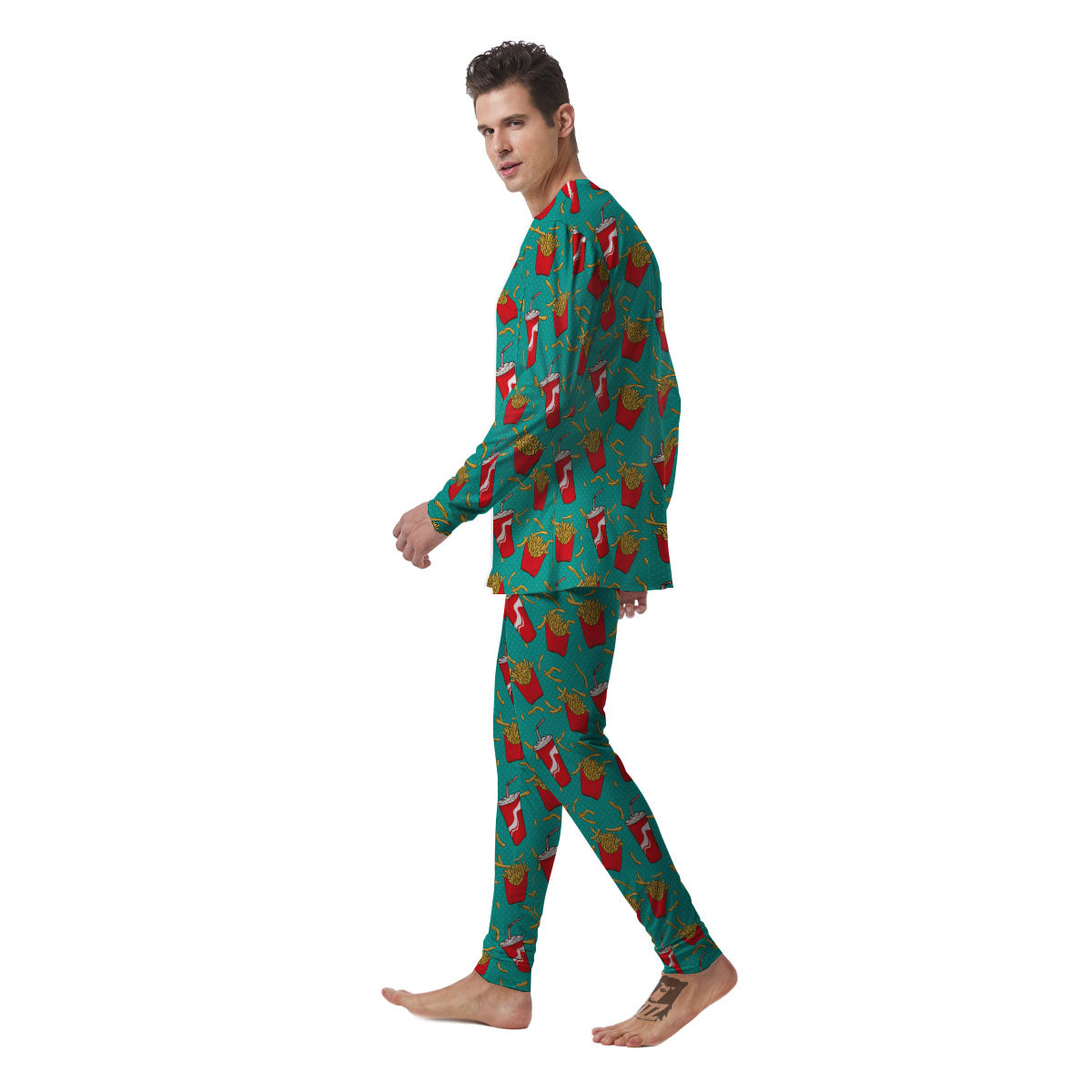 Cola And French Fries Print Pattern Men's Pajamas-grizzshop