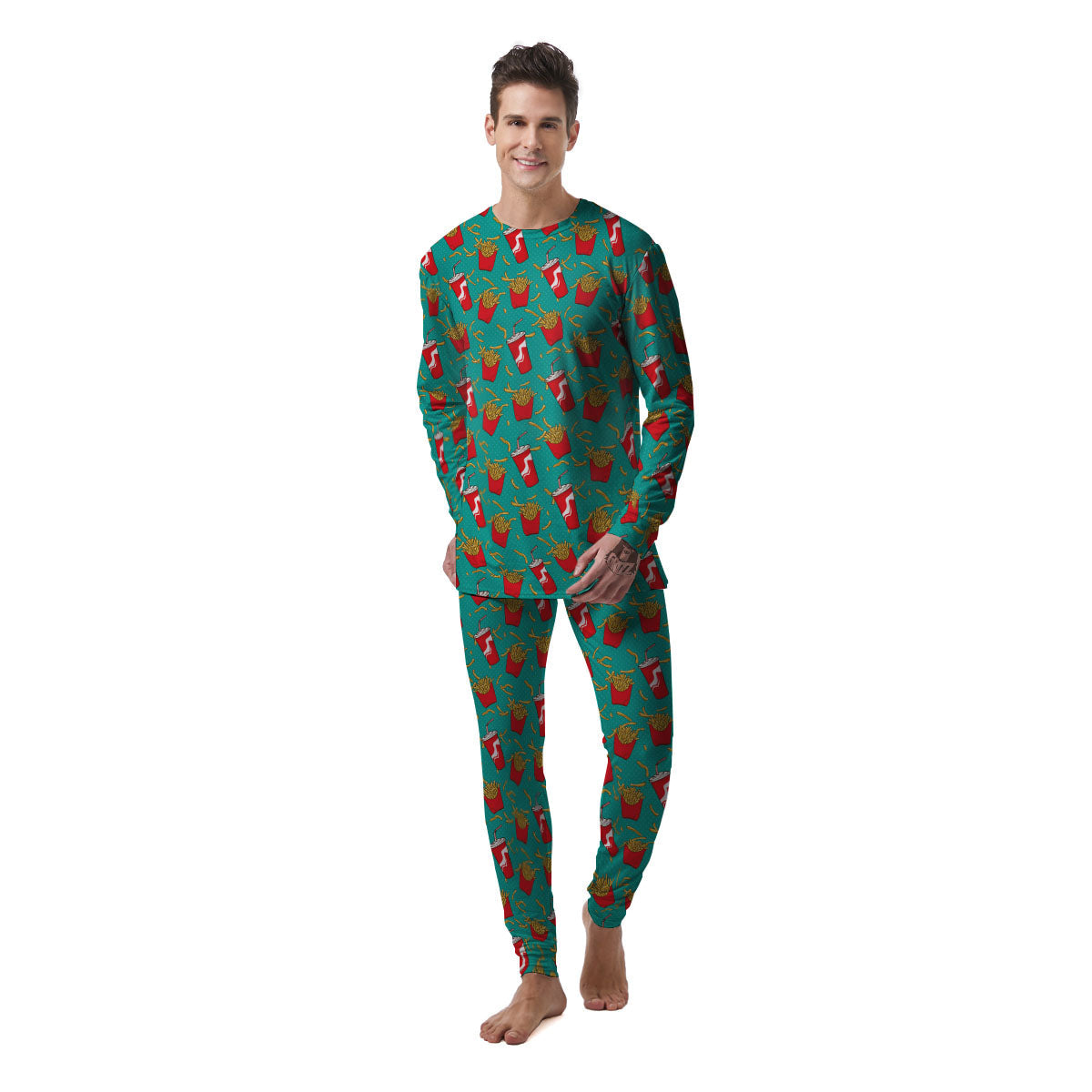 Cola And French Fries Print Pattern Men's Pajamas-grizzshop