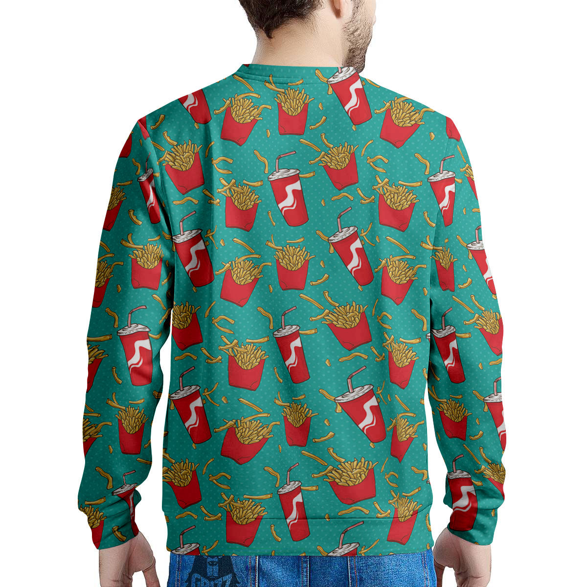 Cola And French Fries Print Pattern Men's Sweatshirt-grizzshop