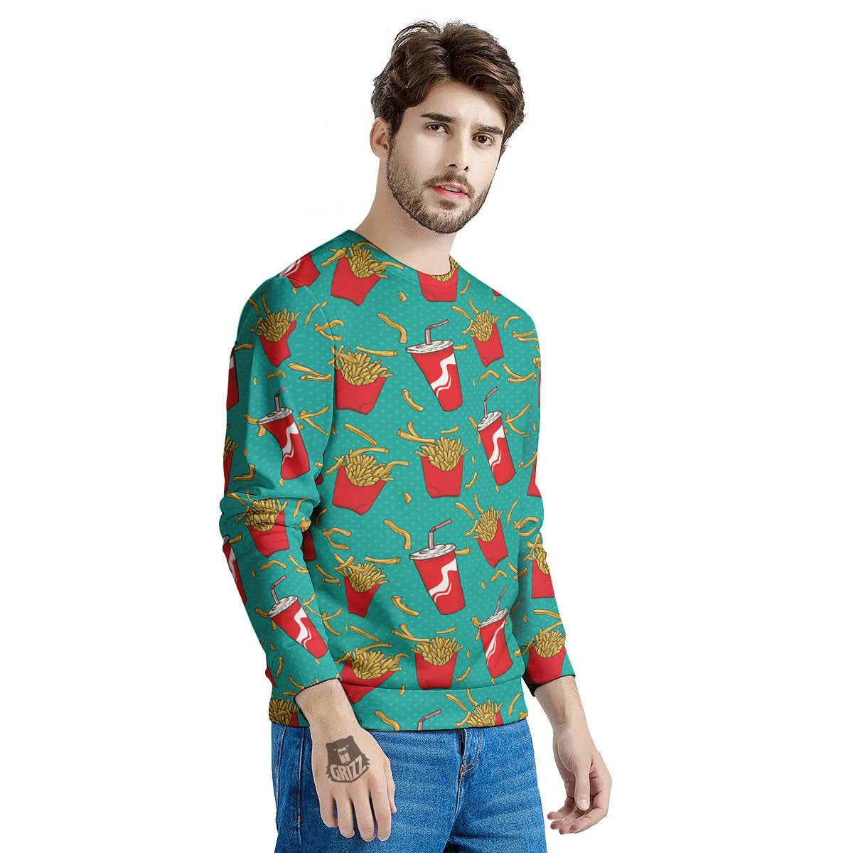 Cola And French Fries Print Pattern Men's Sweatshirt-grizzshop