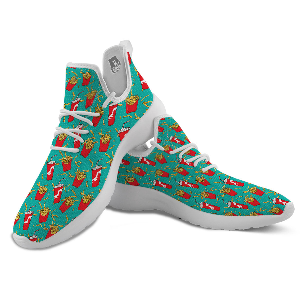 Cola And French Fries Print Pattern White Athletic Shoes-grizzshop