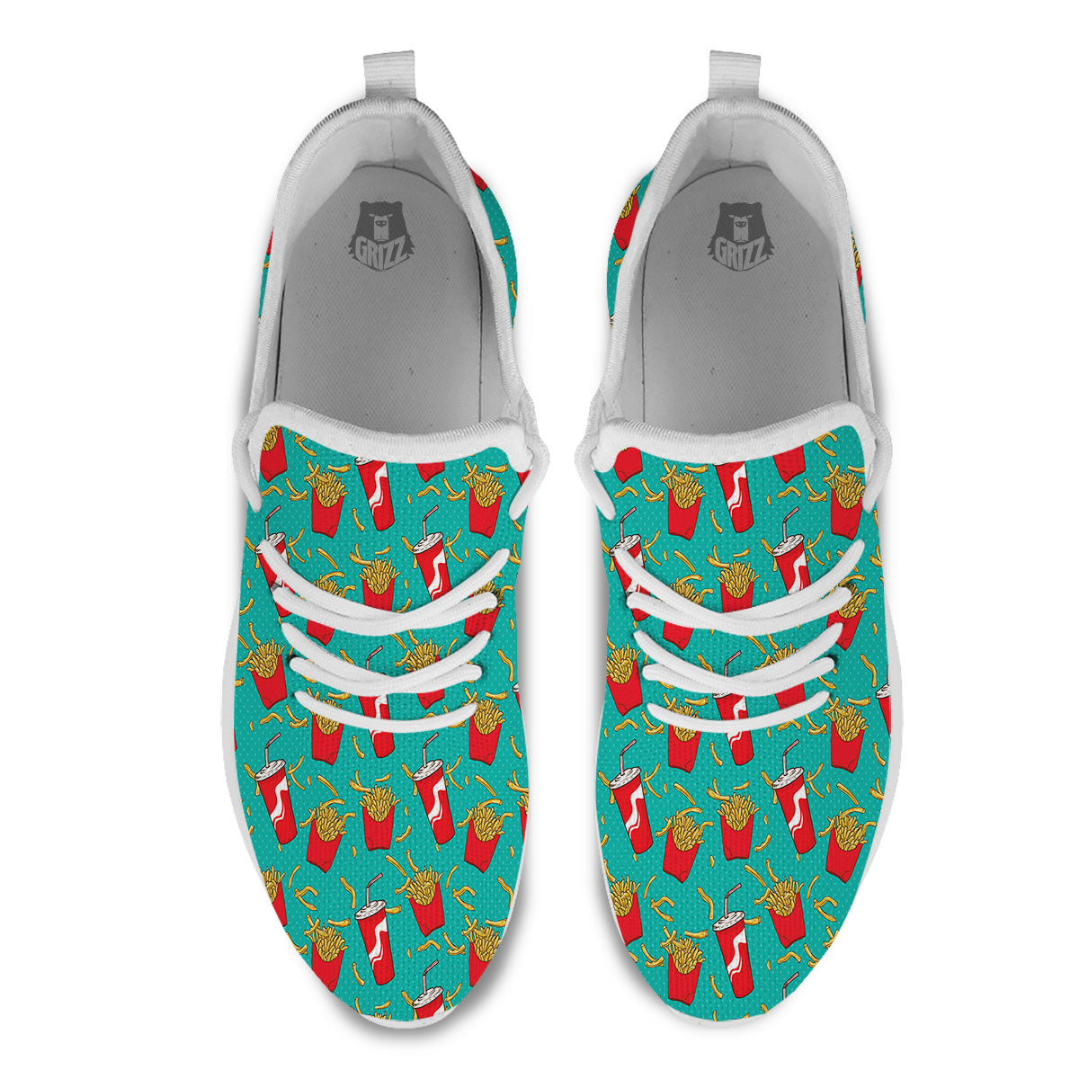 Cola And French Fries Print Pattern White Athletic Shoes-grizzshop