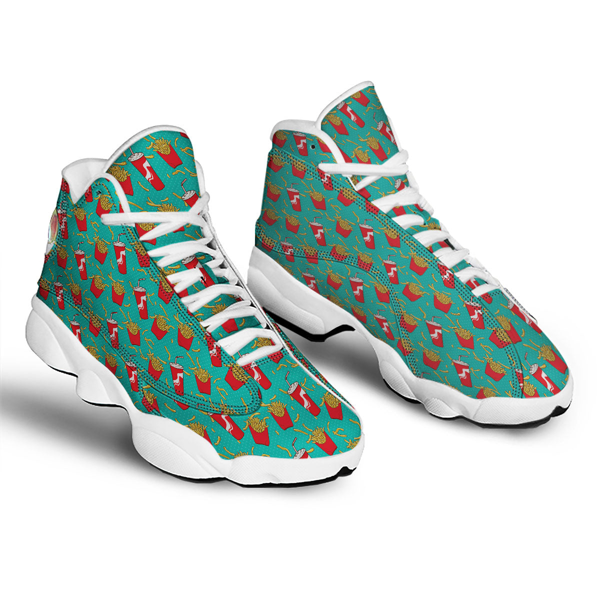 Cola And French Fries Print Pattern White Basketball Shoes-grizzshop