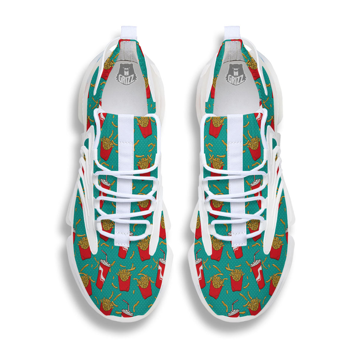 Cola And French Fries Print Pattern White Gym Shoes-grizzshop