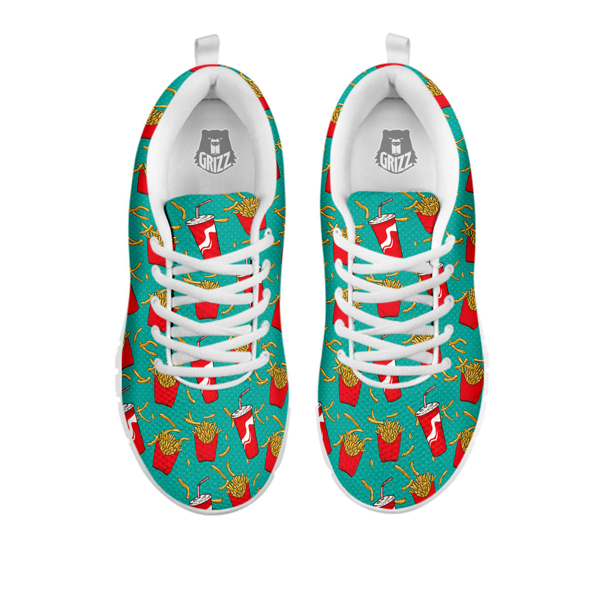 Cola And French Fries Print Pattern White Sneaker-grizzshop
