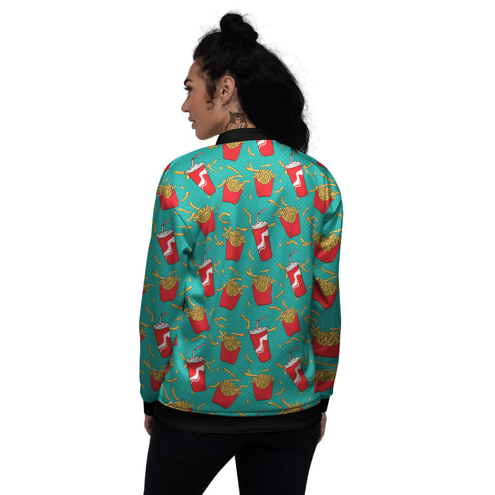 Cola And French Fries Print Pattern Women's Bomber Jacket-grizzshop