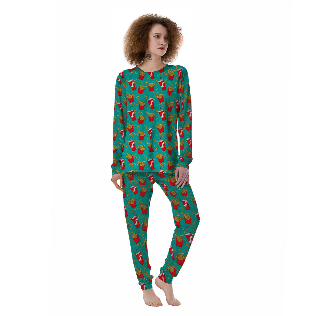 Cola And French Fries Print Pattern Women's Pajamas-grizzshop
