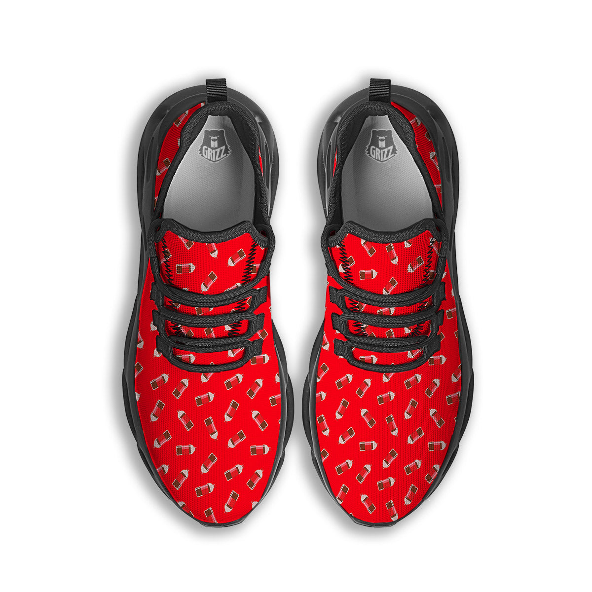Cola Bottle Print Pattern Black Running Shoes-grizzshop