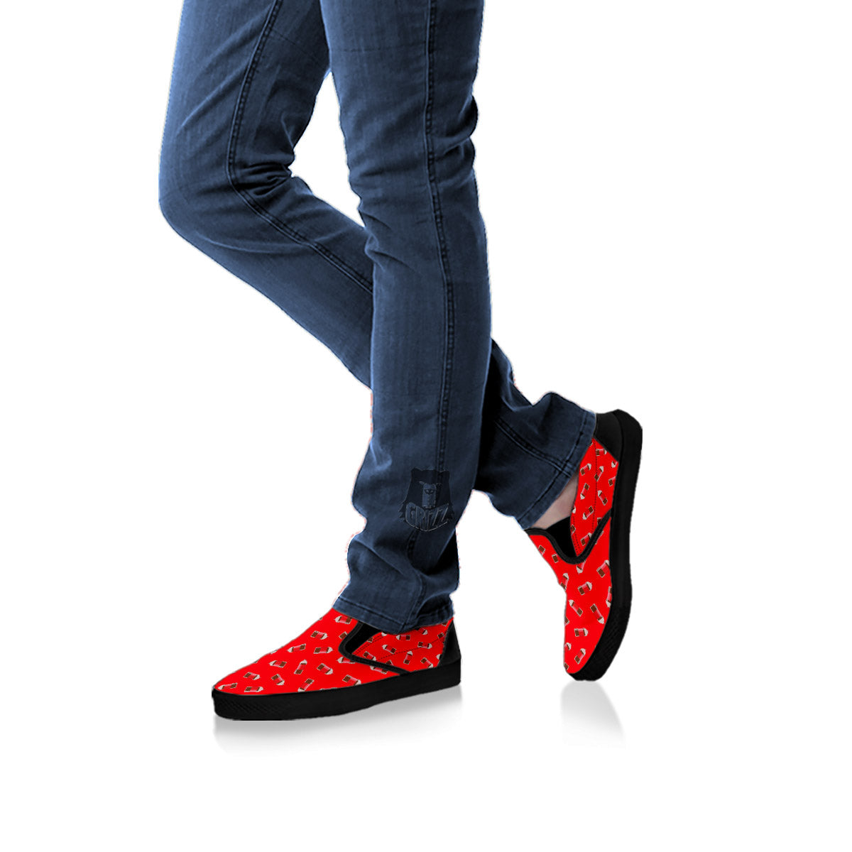 Cola Bottle Print Pattern Black Slip On Shoes-grizzshop