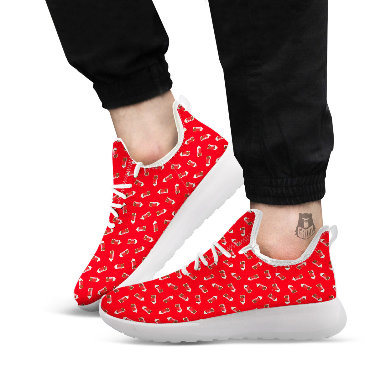 Cola Bottle Print Pattern White Athletic Shoes-grizzshop
