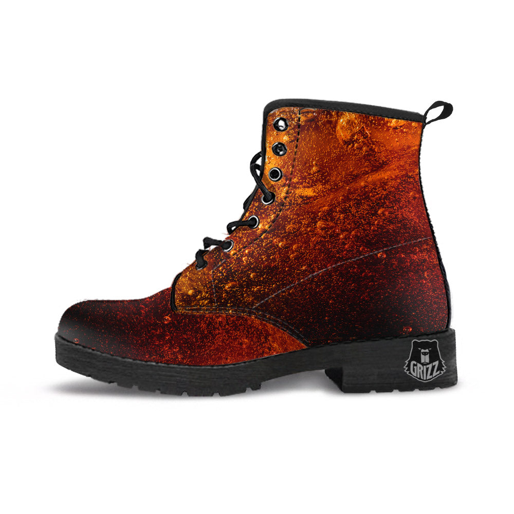 Cola Print Leather Boots-grizzshop