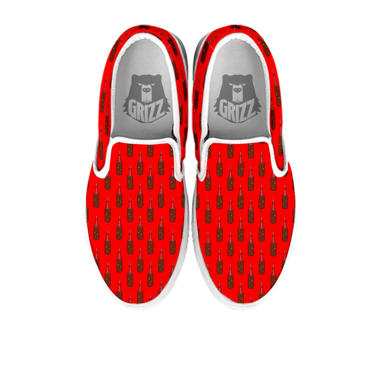 Cola Print Pattern White Slip On Shoes-grizzshop