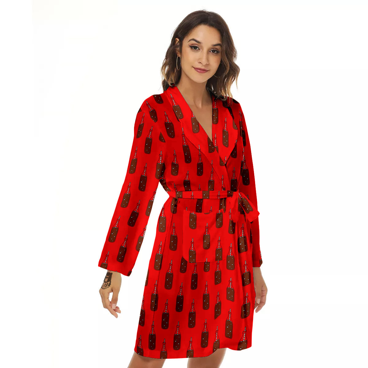 Cola Print Pattern Women's Robe-grizzshop