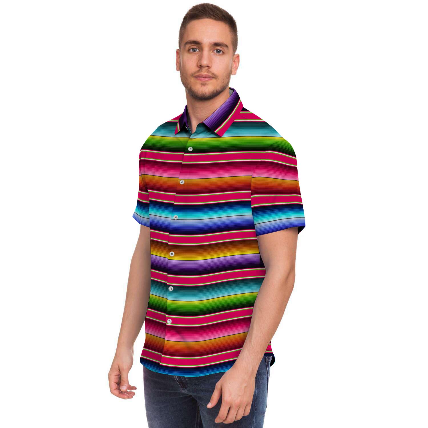 Coloful Mexican Baja Men's Short Sleeve Shirt-grizzshop