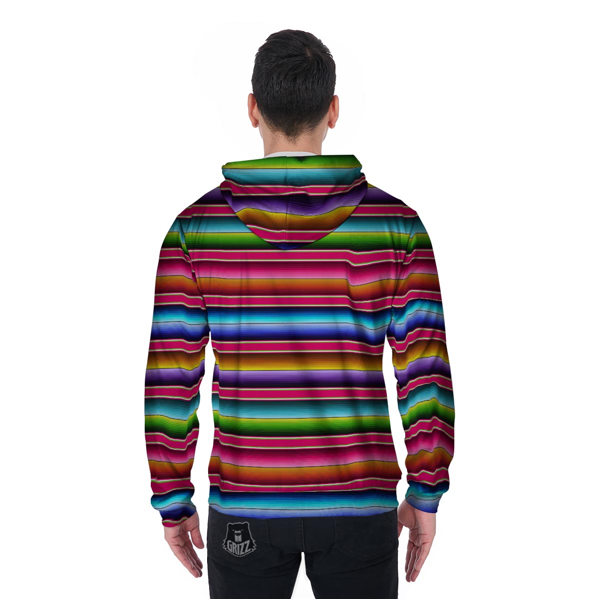 Coloful Mexican Baja Men's Zip Up Hoodie-grizzshop