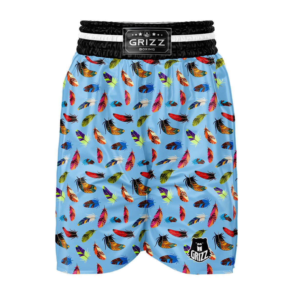Colored Feathers Print Pattern Boxing Shorts-grizzshop