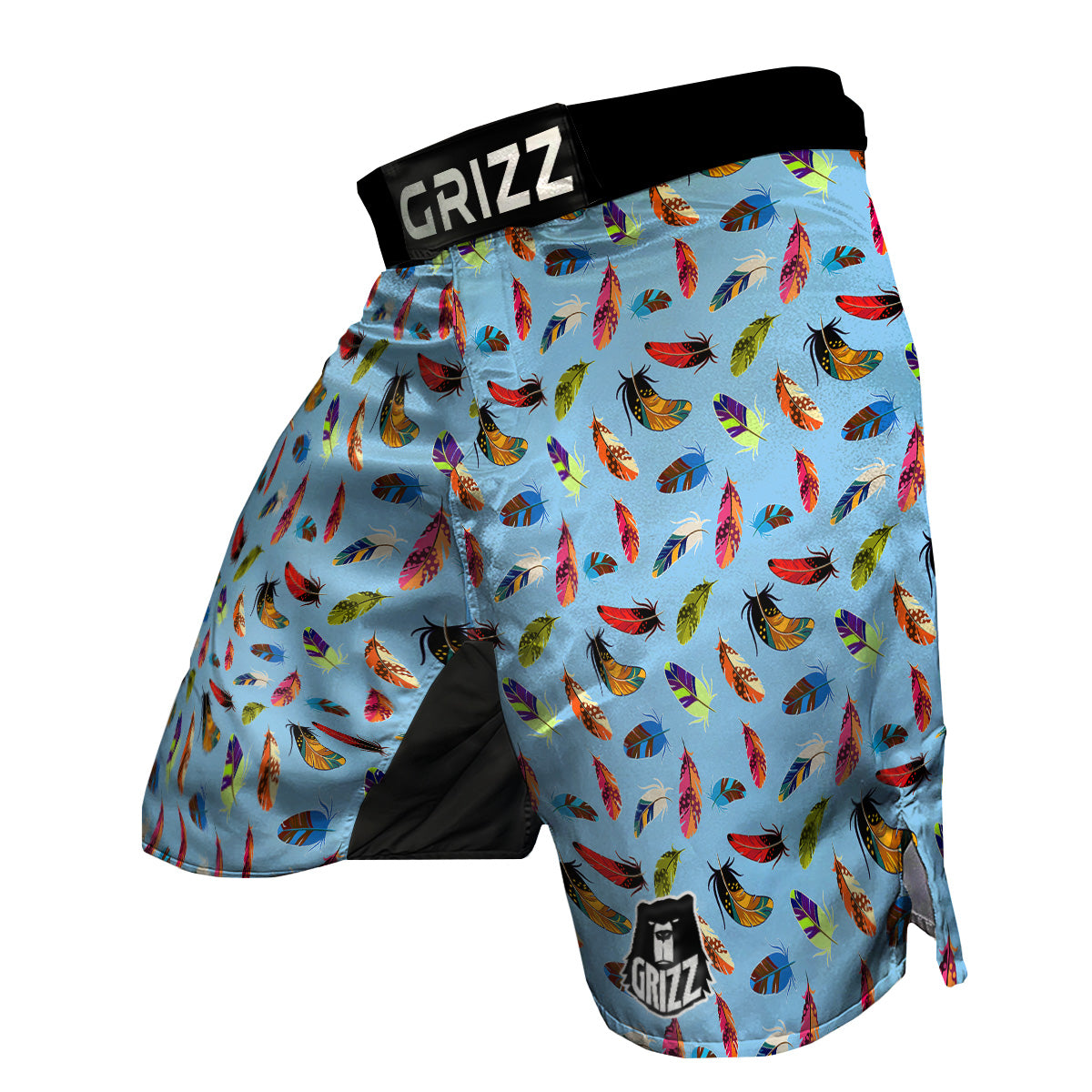 Colored Feathers Print Pattern MMA Shorts-grizzshop