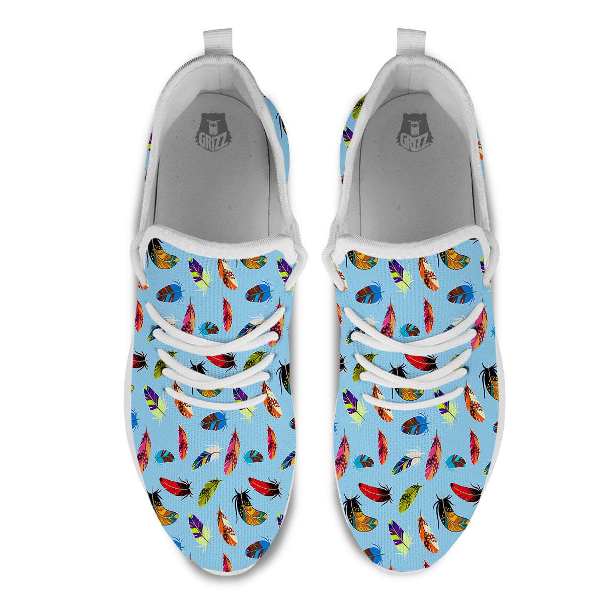 Colored Feathers Print Pattern White Athletic Shoes-grizzshop