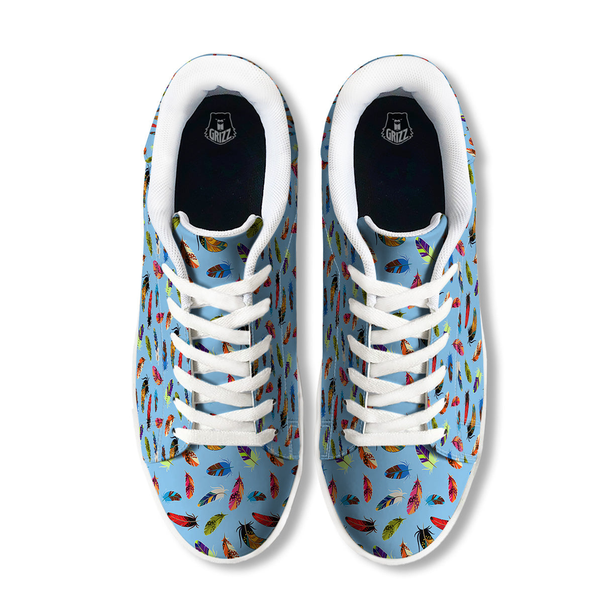 Colored Feathers Print Pattern White Low Top Sneakers-grizzshop