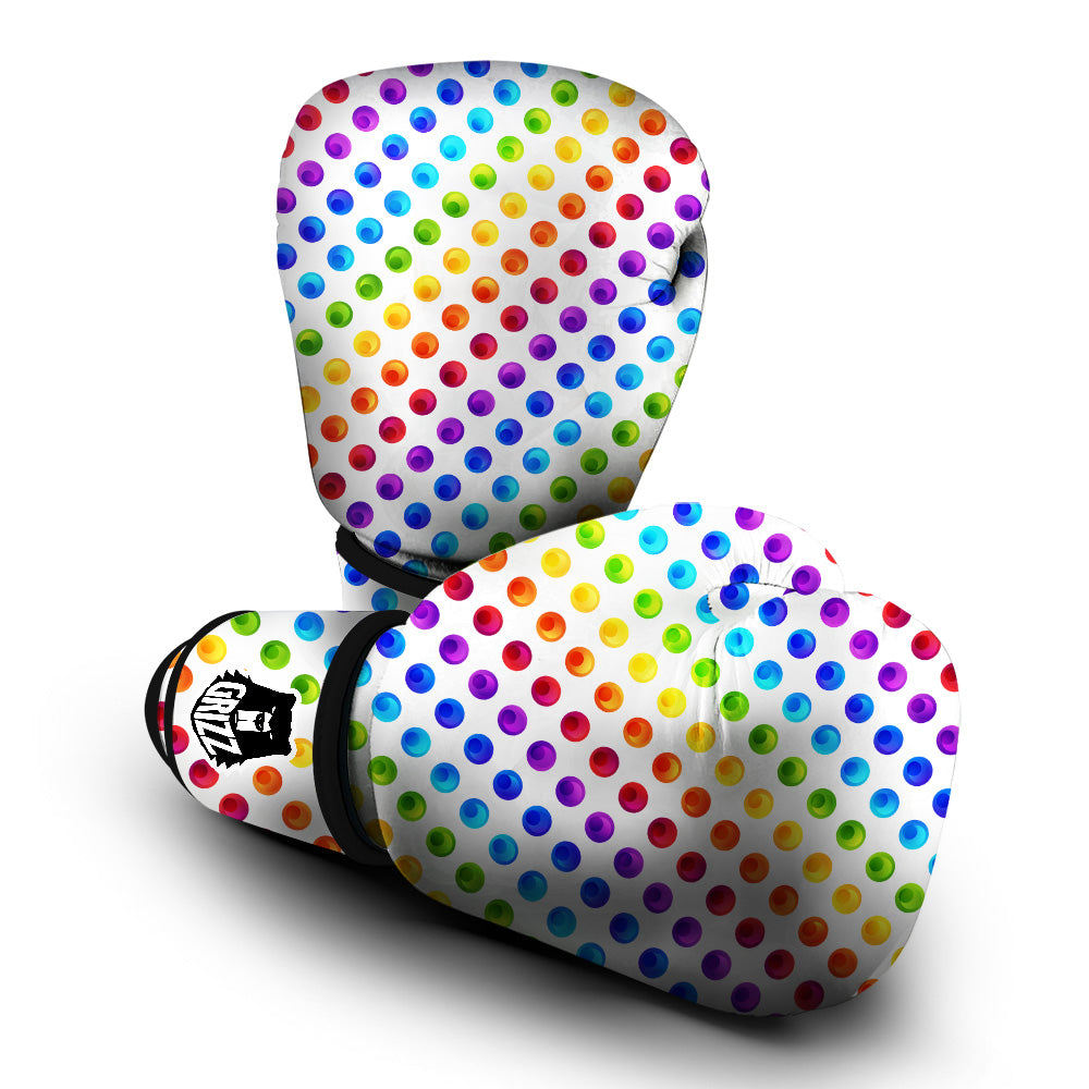 Colored Polka Dots Rainbow Print Pattern Boxing Gloves-grizzshop