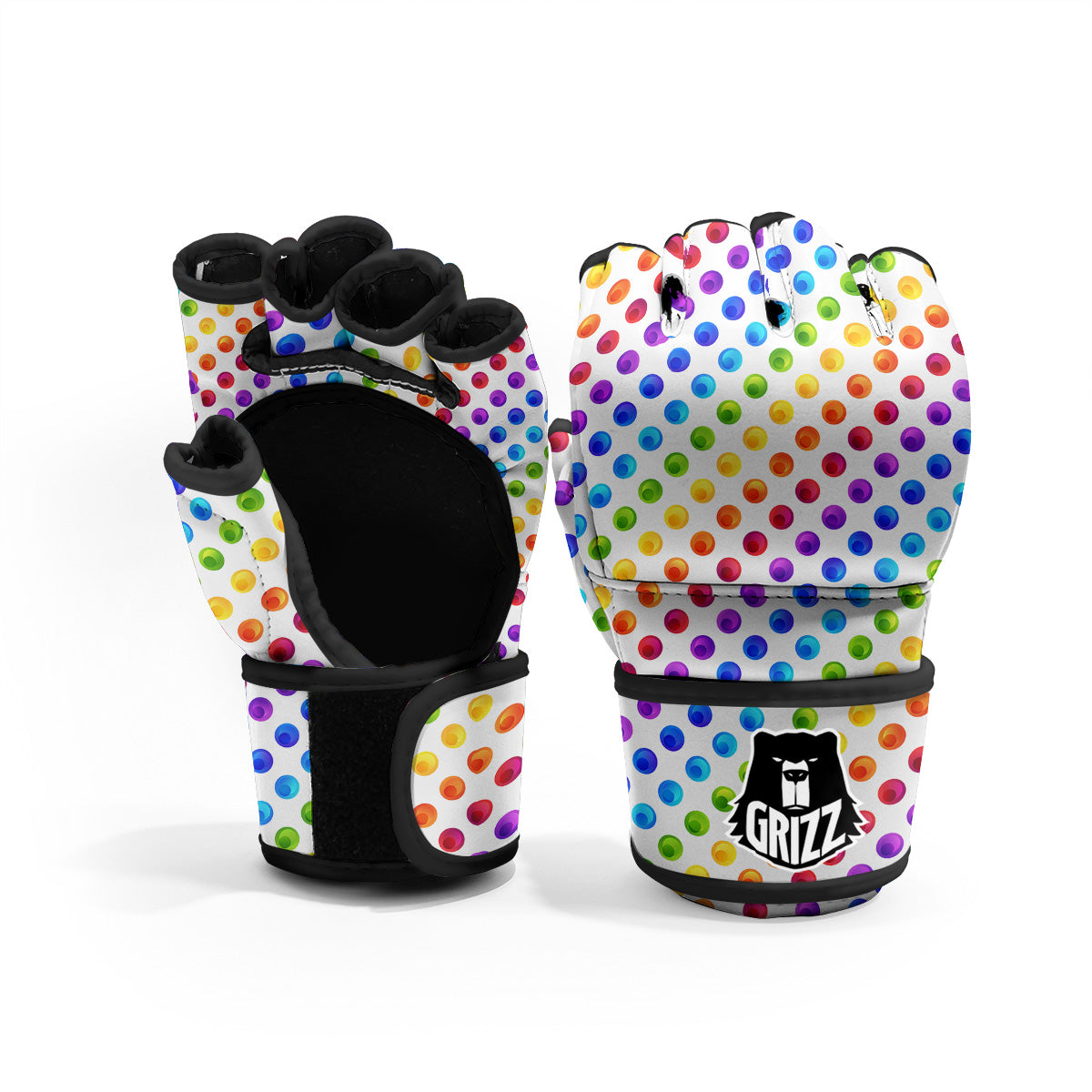 Colored Polka Dots Rainbow Print Pattern MMA Gloves-grizzshop