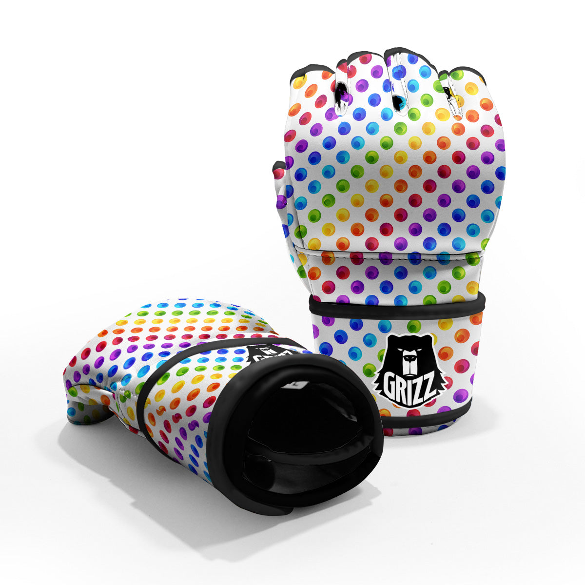 Colored Polka Dots Rainbow Print Pattern MMA Gloves-grizzshop