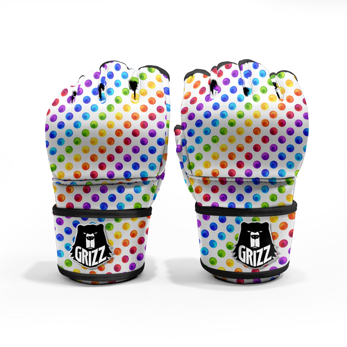 Colored Polka Dots Rainbow Print Pattern MMA Gloves-grizzshop