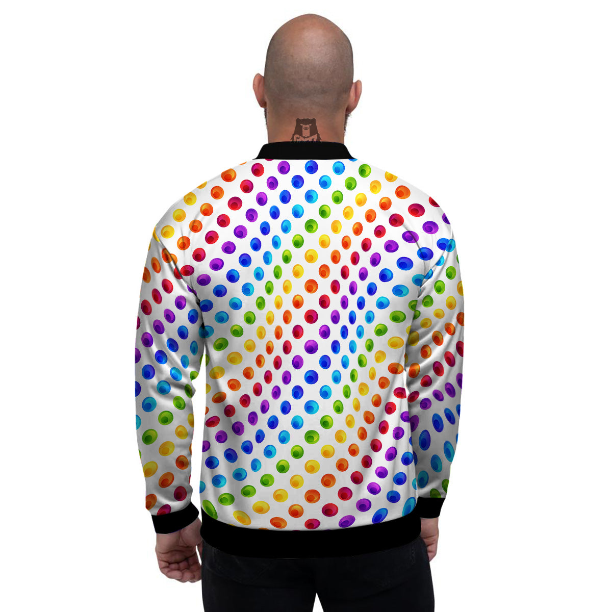 Colored Polka Dots Rainbow Print Pattern Men's Bomber Jacket-grizzshop