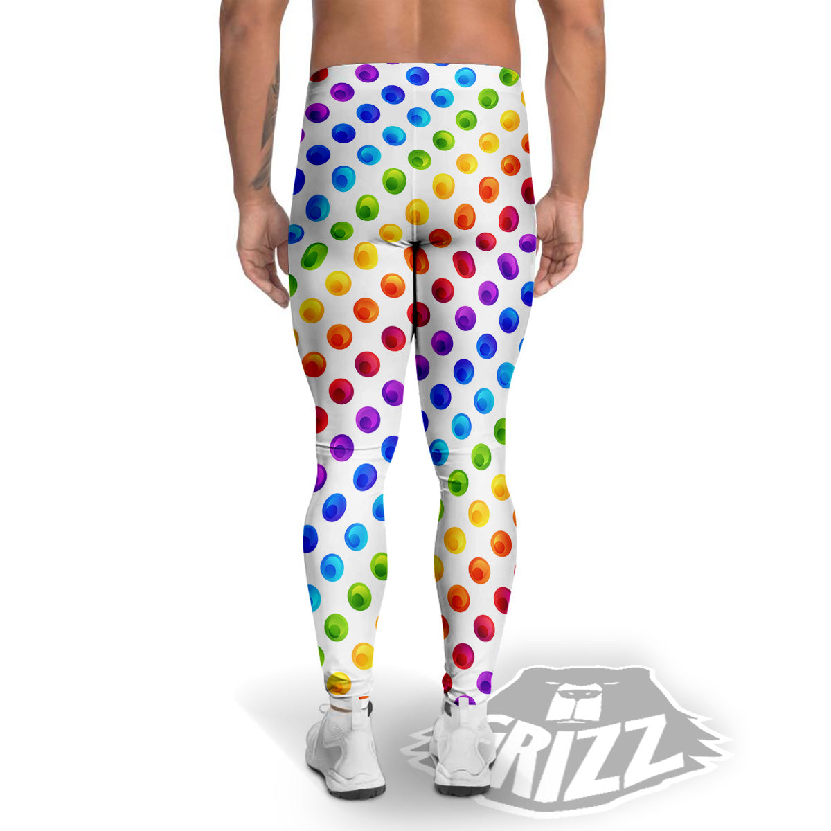 Colored Polka Dots Rainbow Print Pattern Men's Leggings-grizzshop