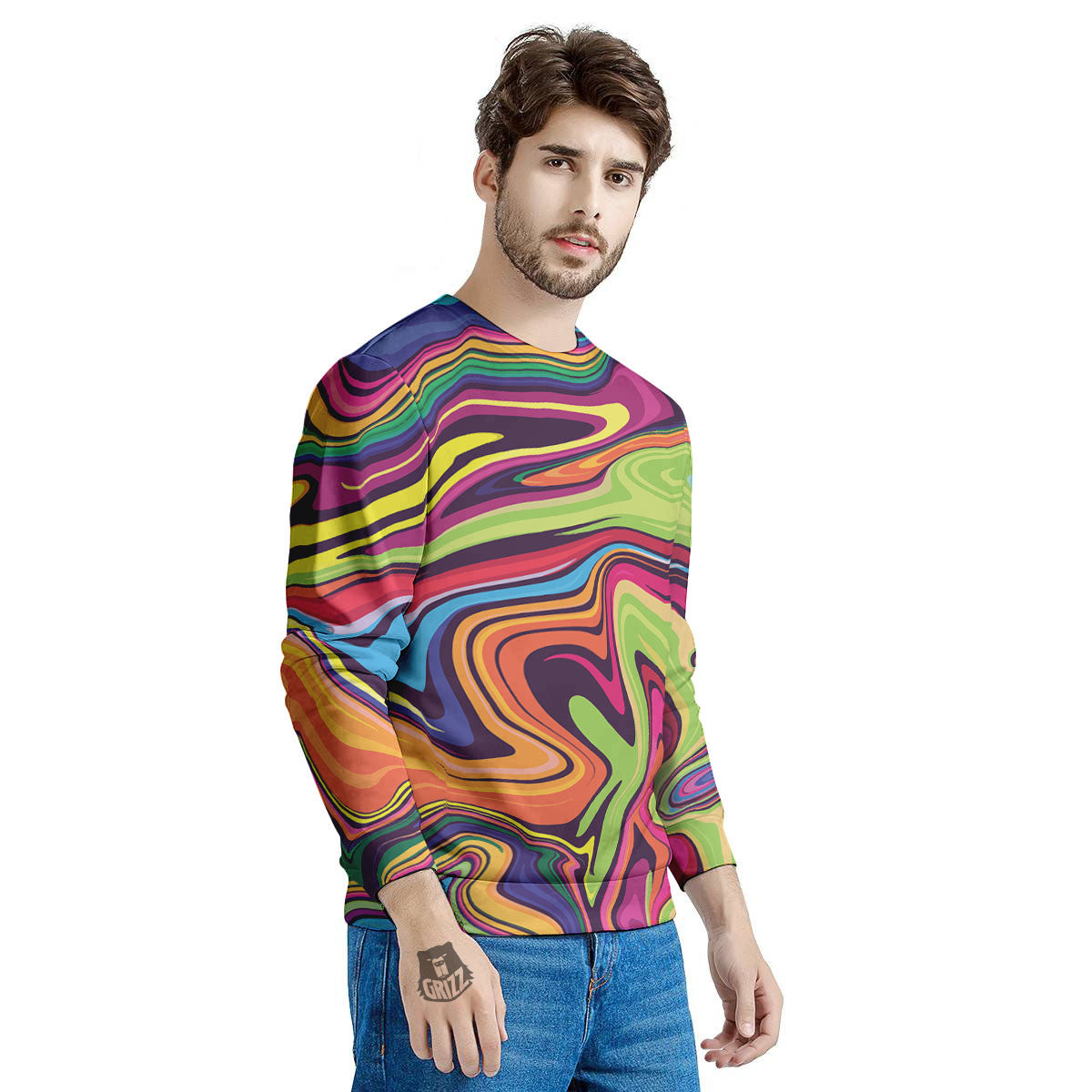 Colorfu Psychedelic Print Men's Sweatshirt-grizzshop