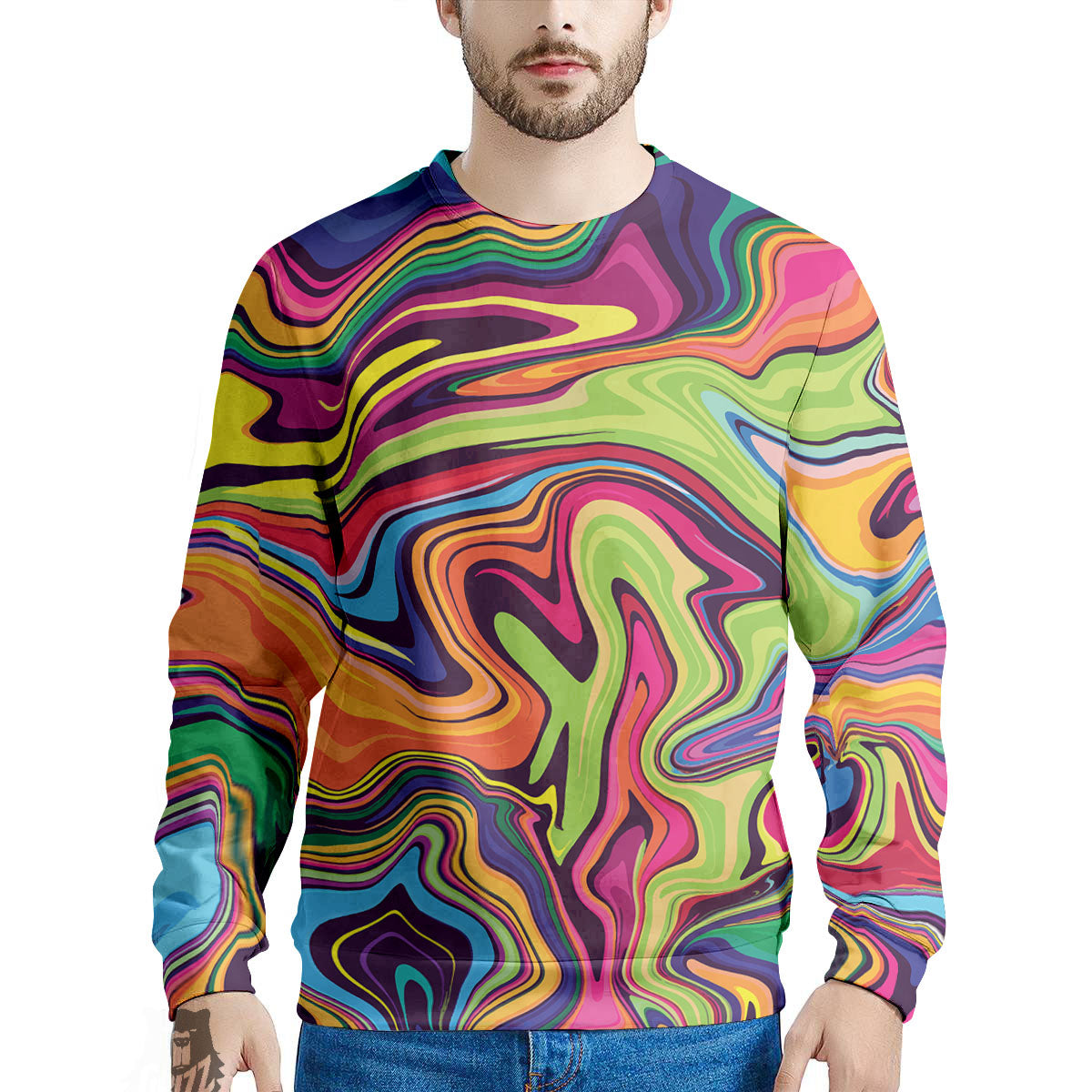 Colorfu Psychedelic Print Men's Sweatshirt-grizzshop
