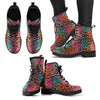 Colorful Abstract Ethnic Leather Boots for Women-grizzshop