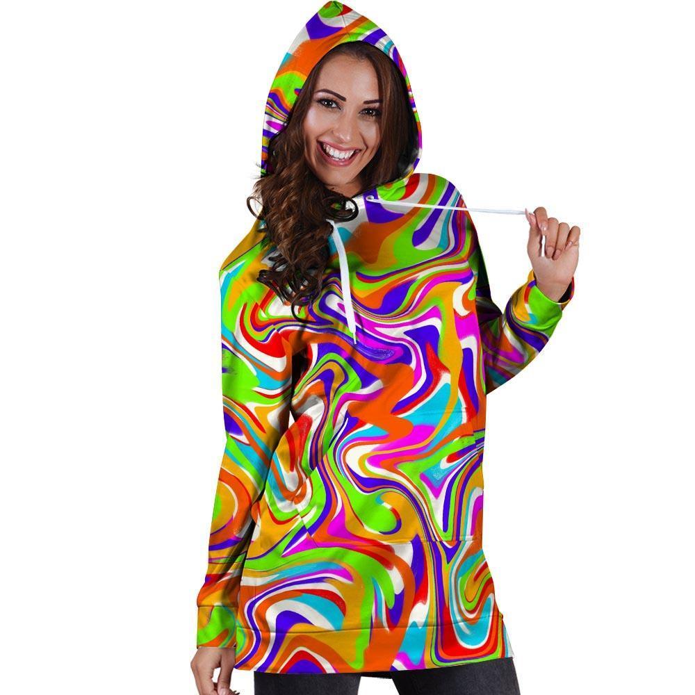 Colorful Abstract Hoodie Dress-grizzshop