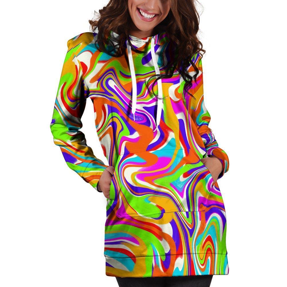 Colorful Abstract Hoodie Dress-grizzshop