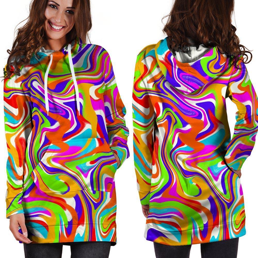 Colorful Abstract Hoodie Dress-grizzshop