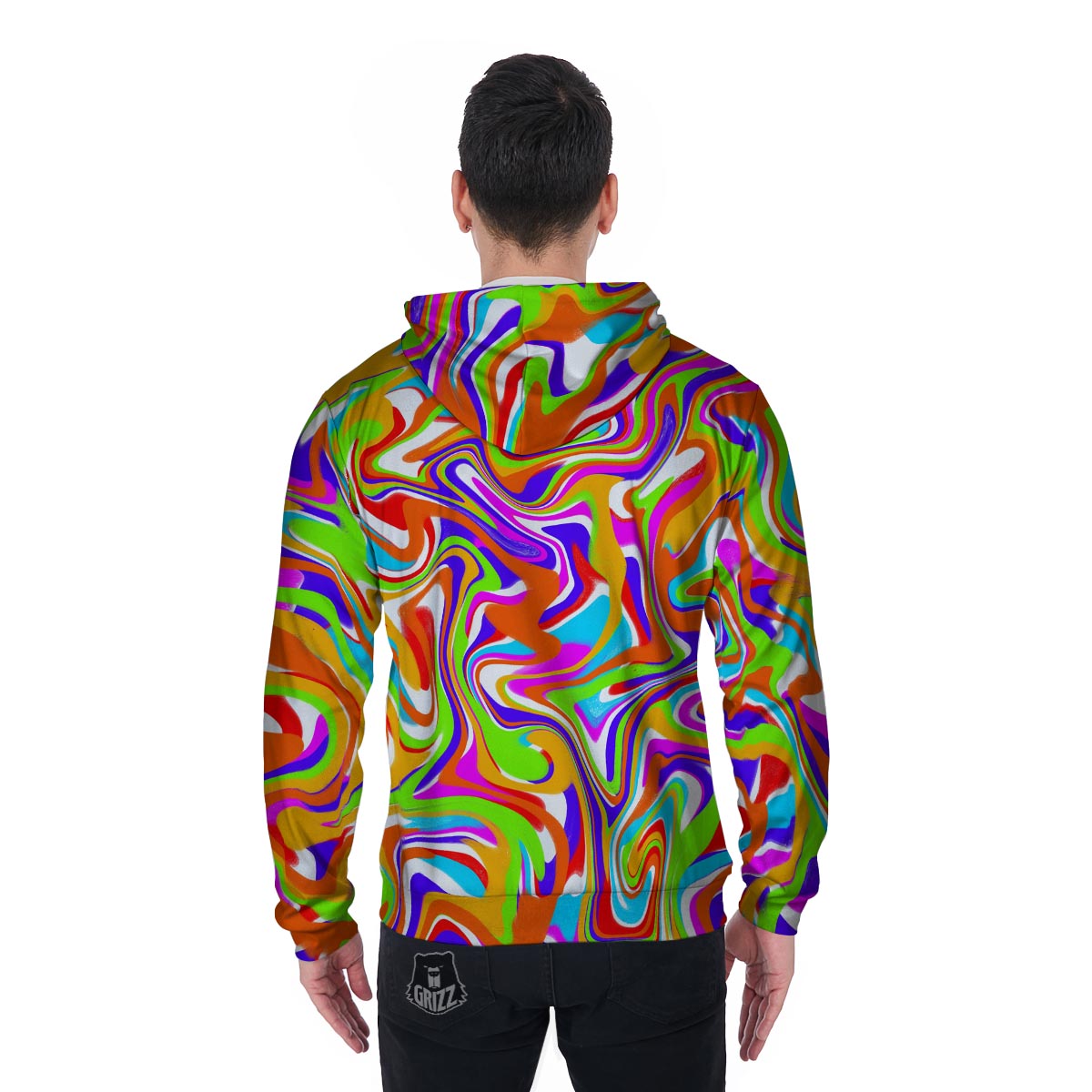 Colorful Abstract Men's Zip Up Hoodie-grizzshop