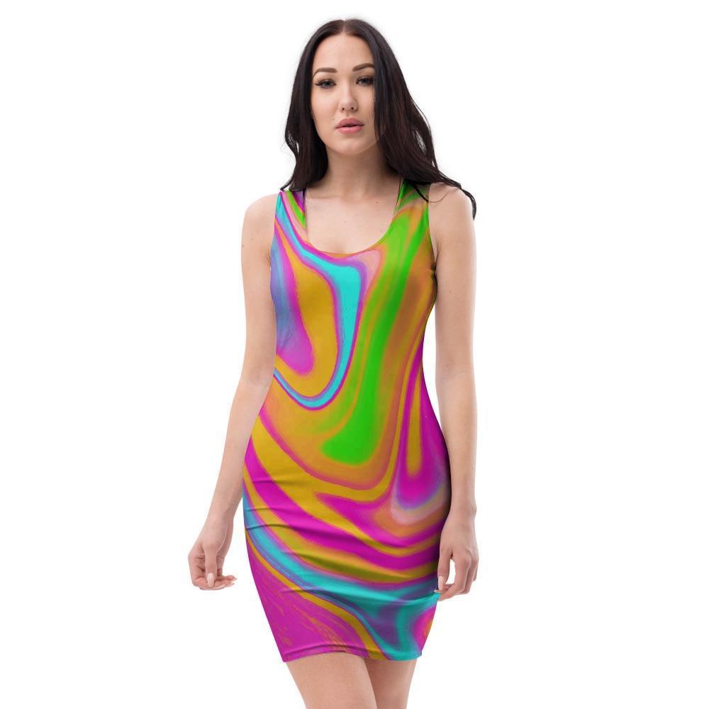 Colorful Abstract Paint Bodycon Dress-grizzshop