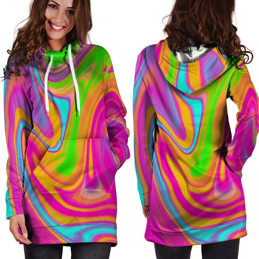 Colorful Abstract Paint Hoodie Dress-grizzshop
