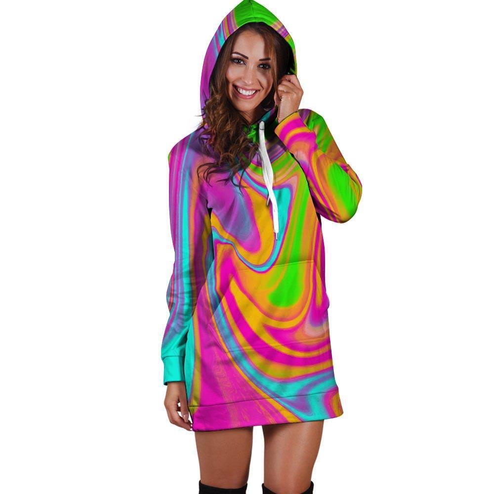 Colorful Abstract Paint Hoodie Dress-grizzshop