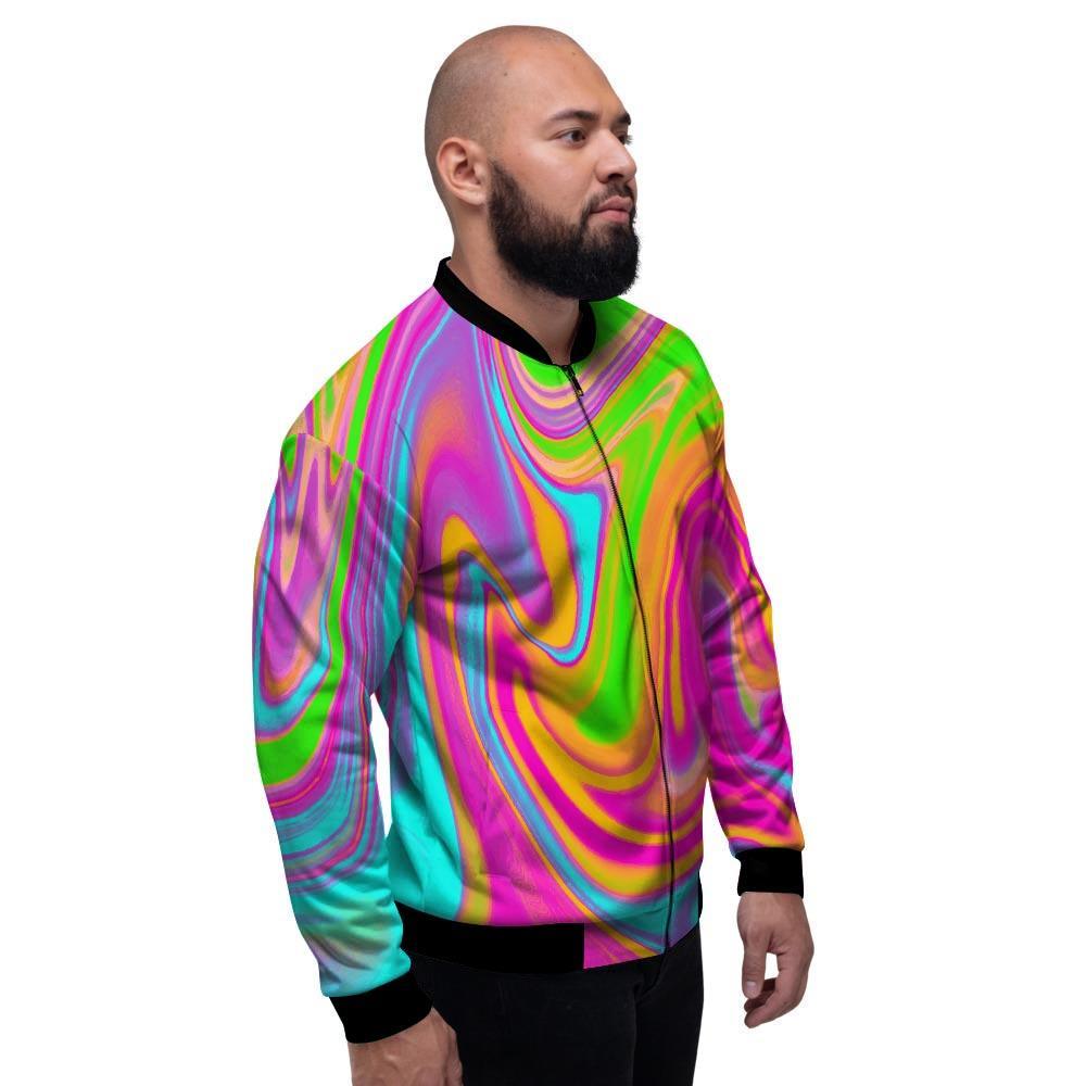 Colorful Abstract Paint Men's Bomber Jacket-grizzshop