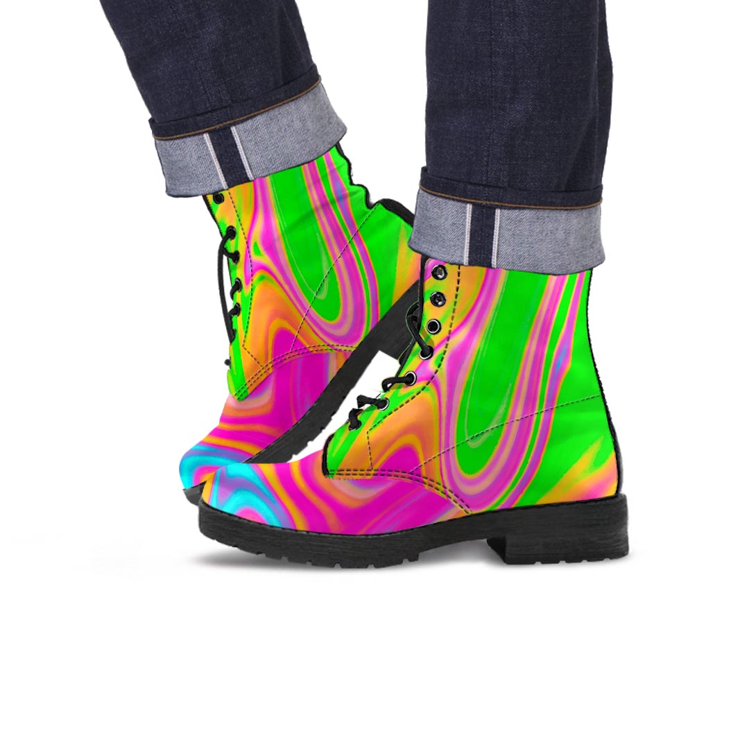 Colorful Abstract Paint Men's Boots-grizzshop
