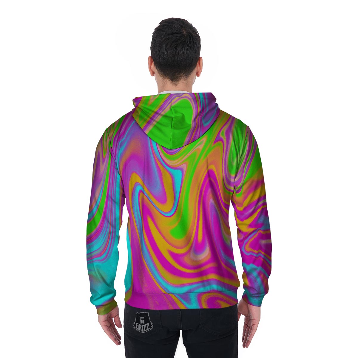 Colorful Abstract Paint Men's Zip Up Hoodie-grizzshop
